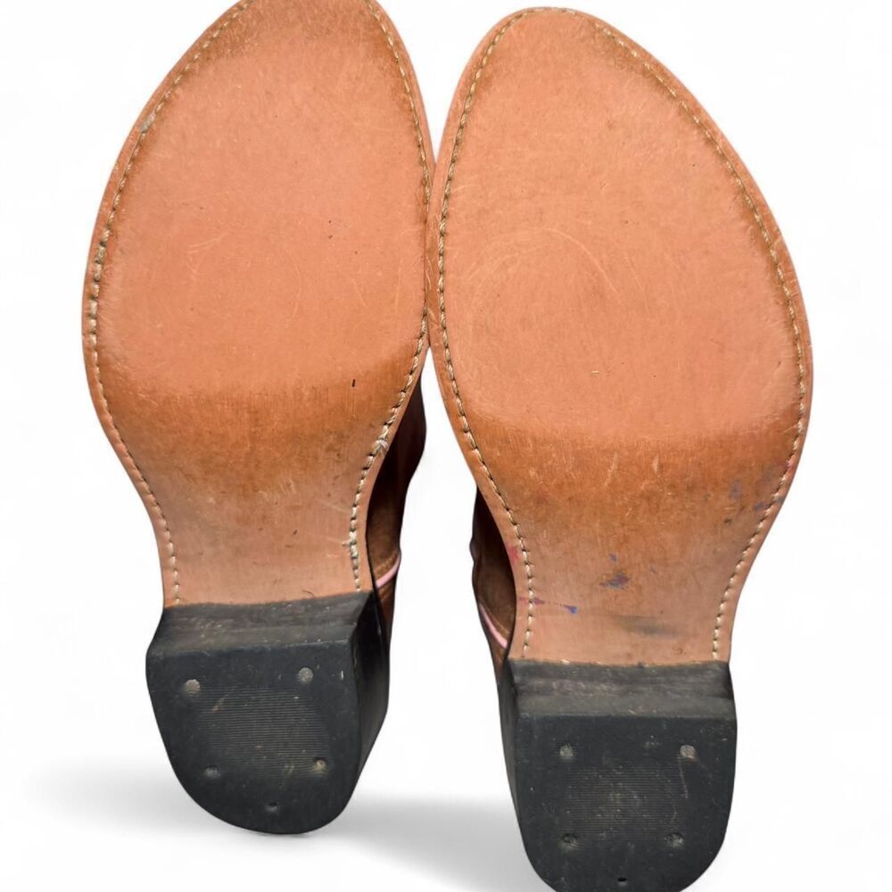 Old West Pink Leather Western Cowboy Boots Women’s Approx 7.5 - Picture 6 of 6